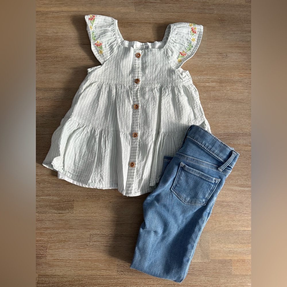 Rachel Zoe + ON | Toddler Girl Blouse + Jeggings | 4T